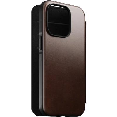 Afbeelding van Nomad Rugged Horween Leather Folio iPhone 14 Pro Mag hoesje bruin