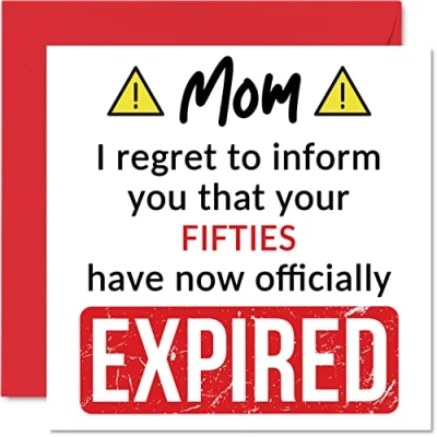 Afbeelding van Grappige verjaardagskaarten voor moeder Your Fifties Have Expired Verjaardagskaart mama, moeder, van zoon, dochter, 145 mm x mm, grap,