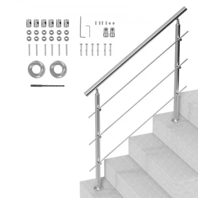 Image de VEVOR Rampe Escalier Main Courante pour Extérieur 120 cm 3 Barres Transversales