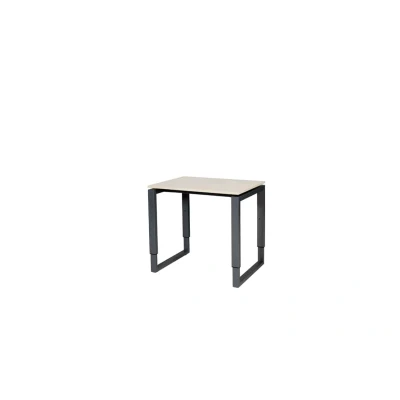 Afbeelding van Domino Plus bureau, hoogte instelbaar (62 85cm) met 80x60cm &#039;zwevend&#039; robson eiken 25mm blad en zwart (RAL9011) O poot frame