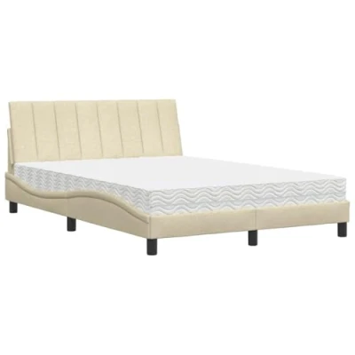 Afbeelding van vidaXL Bed met matras stof crèmekleurig 140x200 cm