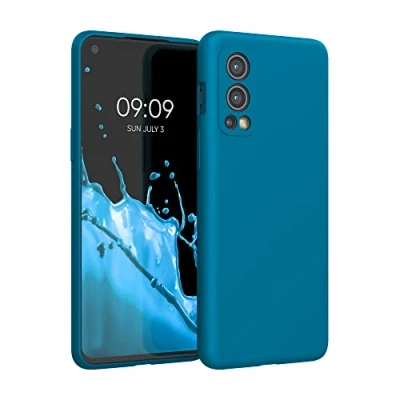 Afbeelding van kwmobile telefoonhoesje geschikt voor OnePlus Nord 2 5G Hoesje met siliconen coating Smartphone case in Caribisch blauw