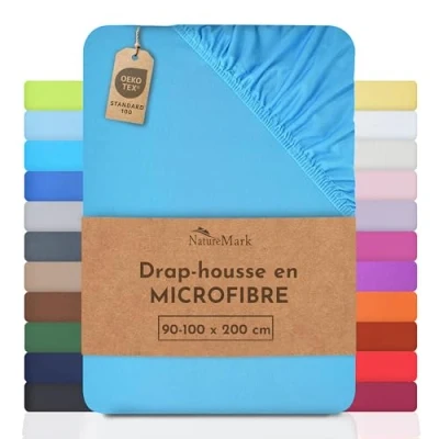 Image de NatureMark drap de lit en microfibre à prix réduit ! beaucoup tailles et couleurs marchandise marque (drap 90x200 100x200 cm, Turquoise)