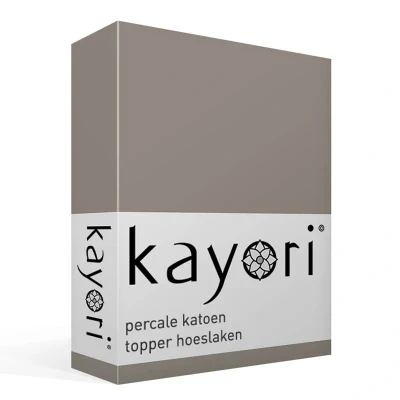 Afbeelding van Kayori Shizu perkal topper hoeslaken taupe 200/200 (Kleur: Taupe)