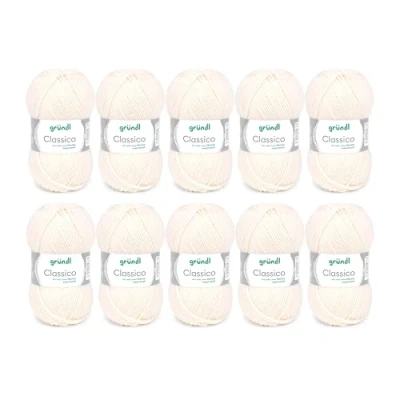 Afbeelding van Gründl Classico Wol (Haakgaren Oeko TEX gecertificeerd 50% scheerwol (Merino Superwash) &amp; polyacryl, 50 g/120 m, naalddikte: 3,5 4,5, 10 bollen à g), crème