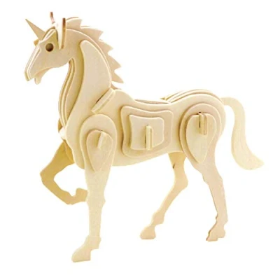 Afbeelding van Georgie Porgy 3D puzzel van hout, eenhoorn, Woodcraft, bouwset voor kinderen (eenhoorn JP257, 30 stuks)