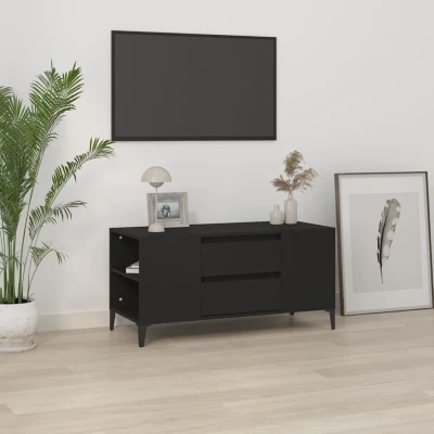 Afbeelding van Tv meubel 102x44,5x50 cm bewerkt hout zwart
