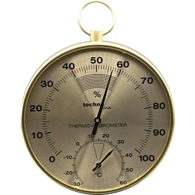 Afbeelding van Technoline WA 3055 nobele thermo hygrometer in messing design