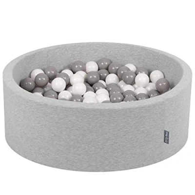 Afbeelding van KiddyMoon ballenbad 90 x 30 cm, diameter: 7 met kleurrijke ballen voor baby&#039;s en kinderen, rond, lichtgrijs: wit/grijs