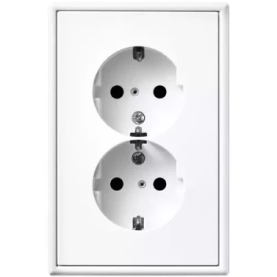 Afbeelding van JUNG LS990 2V wandcontactdoos met randaarde inbouw alpinwit (hagelwit) LS5015WW