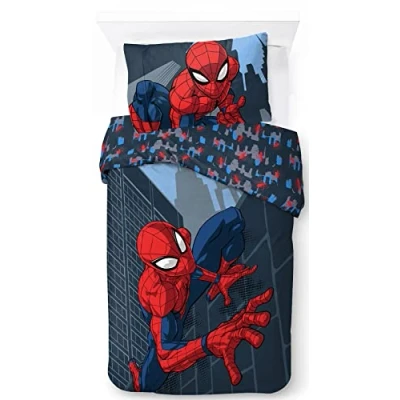 Afbeelding van Jay Franco Marvel Spiderman Beddengoed voor kinderen, 140 x 200 cm, 100% katoen, eenpersoonsbed incl. dekbedovertrek en kussensloop, geschikt bedden van 90 190 cm tot