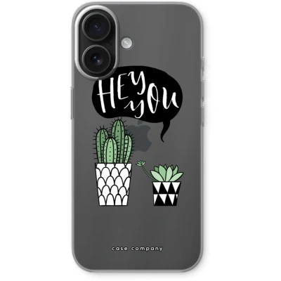 Afbeelding van Case Company® hoesje geschikt voor iPhone 16 Hey you cactus Soft Cover Telefoonhoesje Bescherming aan alle Kanten en Schermrand