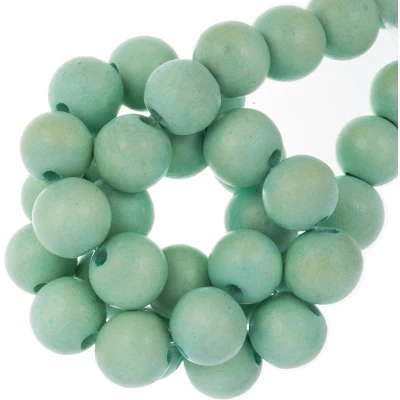 Afbeelding van Houten Kralen Vintage Look (8 mm) Pale Turquoise (104 stuks)