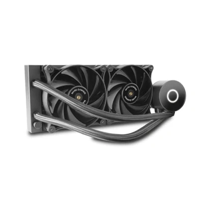 Afbeelding van MARSGAMING ML PRO240, professionele CPU vloeistofkoeling, TDP 450 W, 2 ultra stille FDB ventilatoren, Opti Chamber pomp met witte verlichtingsring, universele multisocket, zwart