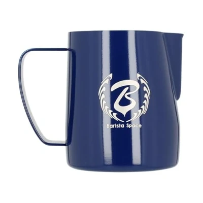 Afbeelding van Barista Space 350 ml Teflon Blue Milk Jug (pitcher / opschuim kannetje)
