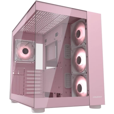 Afbeelding van Cougar Boitier Moyen Tour ATX FV150 RGB met vitrines (Rose), PC behuizing, Roze