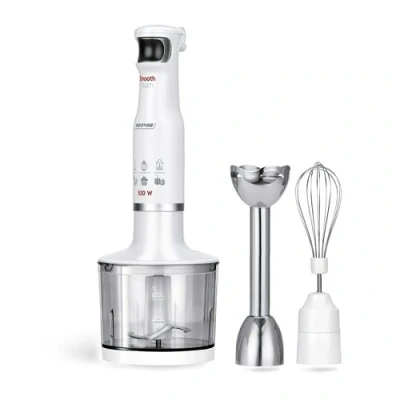Image de Set Mixeur Plongeant Hachoir Multi usages Fouet Vitesse Ajustable sans BPA MPM MBL 28 500 Blanc