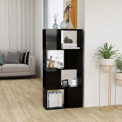 Afbeelding van Boekenkast/kamerscherm 60x24x124,5 cm hoogglans zwart