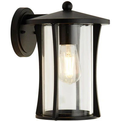 Afbeelding van Pagoda buitenwandlamp, IP44, zwart, metaal, E27