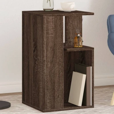 Afbeelding van Bijzettafel 35x35x60 cm bewerkt hout bruin eikenkleurig