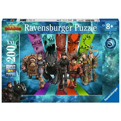 Afbeelding van Ravensburger Kinderpuzzel 12629 De drakenruiters van Berk Dragon Puzzel Voor kinderen vanaf 8 jaar Met 200 stukjes in XXL formaat