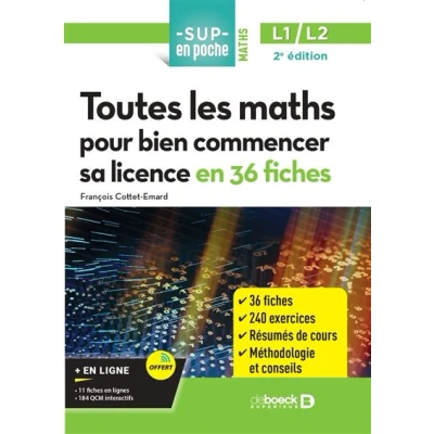 Image de Toutes les maths pour bien commencer sa licence en 36 fiches