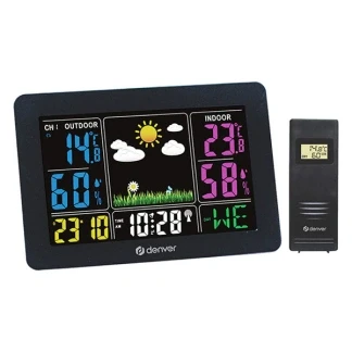 Afbeelding van Denver Weerstation binnen en buiten Draadloos met Buitensensor Radiogestuurde Tijd WS540 Zwart