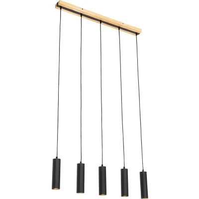Afbeelding van QAZQA jeana Moderne Hanglamp eettafel 5 lichts L 80 cm Naturel Industrieel Woonkamer Slaapkamer Keuken