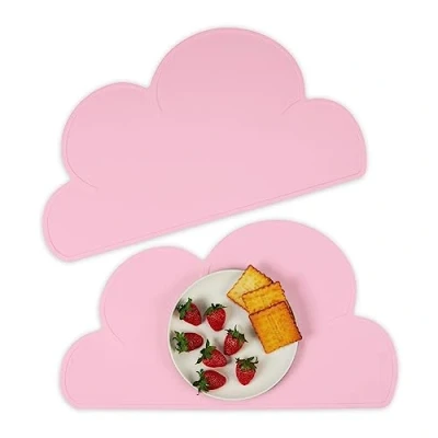 Afbeelding van Relaxdays placemat set van 2 baby&#039;s en peuters onderlegger antislip siliconen roze