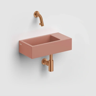 Afbeelding van Clou Flush 3 fontein 36cm zonder kraangat rechts mat roze ker.
