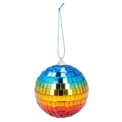 Afbeelding van Boland 6 Discoballen regenboog Multi Glitter &amp; Glamour 80&#039;s