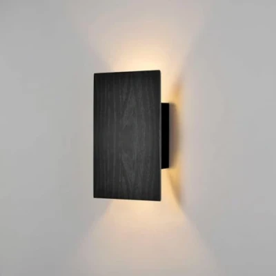 Afbeelding van ouglres Zwarte houten wandlamp met schakelaar, vintage led nachtlamp, warmwitte in modern design voor slaapkamer, woonkamer, hal, trappenhuis, bedlamp