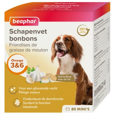 Afbeelding van Beaphar Schapenvetbonbons Knoflook Hondensnacks Mini