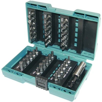 Afbeelding van Makita Bitset 37 Delig In Kunststof Casette Handige Meeneemverpakking Gereedschap Met 1 Magnetische Bithouder Diverse Schroefbitten