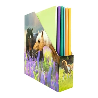 Afbeelding van HERMA 19718 Opvouwbare tijdschriftenstandaard A4 met paardenmotief 7,5 cm breed en opvouwbaar van stevig karton voor meisjes jongens