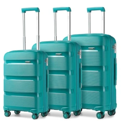 Afbeelding van Kono Bagagesets 3 Delige Reistas met Harde Schaal 4 Spinner Wielen Lichtgewicht Polypropyleen Koffer TSA Slot (blauw,56cm/65cm/76cm)