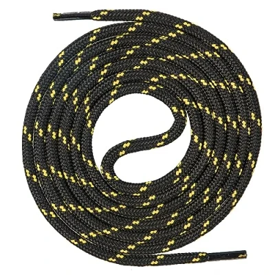 Afbeelding van Mount Swiss Ronde premium veters voor werkschoenen, wandelschoenen en trekkingschoenen polyester ø 4,5 mm zeer scheurvast kleur: zwart geel, lengte: 130 cm.