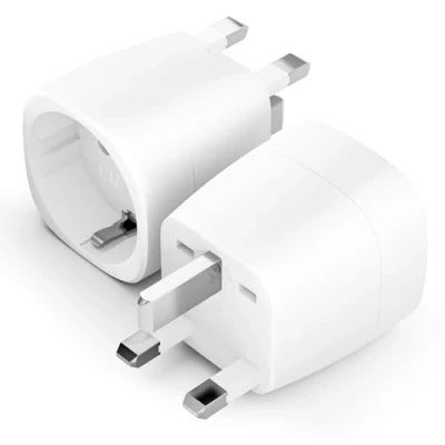 Afbeelding van BHHB Set van 2 Britse stekkeradapters, polige adapter naar 3 UK stekker, reisadapter voor Groot Brittannië, Singapore, Hong Kong, Schotland,