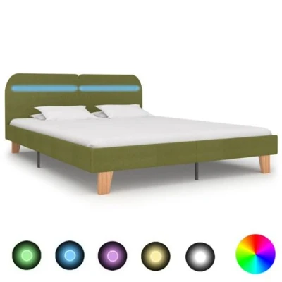 Afbeelding van Bedframe met LED stof groen 160x200 cm