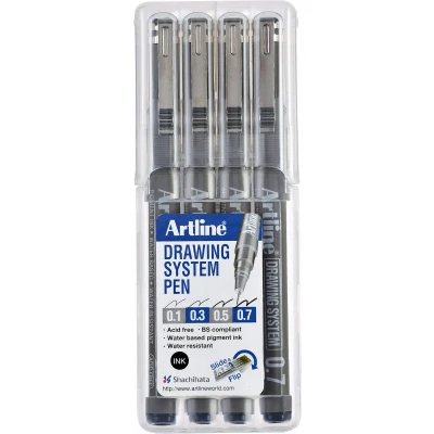 Afbeelding van Fineliner Drawing System Etui Van 4 Stuks: 0,1 0,3 0,5 En 0,7 Mm