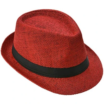 Afbeelding van Miobo Fedora veelzijdige strohoed, Trilby design, zonwering, Rood (strohoed), 60 61