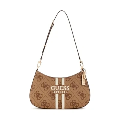 Afbeelding van GUESS schoudertas Noelle II Top Zip Shoulder Bag Latte Logo Lichtbruin