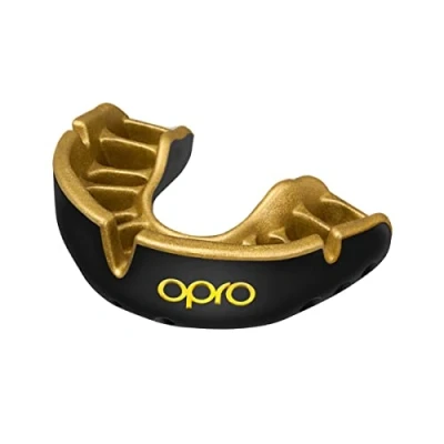 Afbeelding van OPRO Gold Level mondbescherming voor volwassenen en junioren, met revolutionaire aanpassingstechnologie boksen, rugby, hockey, lacrosse (zwart, volwassene)