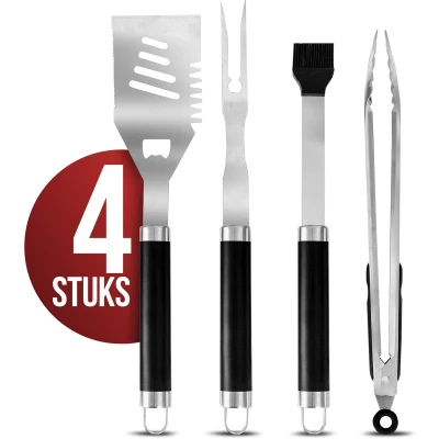Afbeelding van Lugia 4 delige BBQ Accessoires Set Barbecue Tang, Spatel, Borstel, en Vork RVS Gereedschap