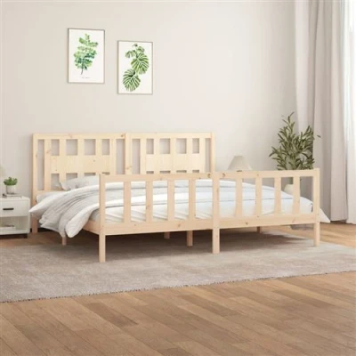 Image de vidaXL Cadre de lit avec tête 200x200 cm Bois pin massif