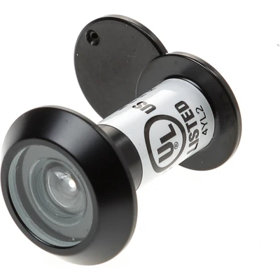 Afbeelding van D4E deurspion afsluitk. staal zwart 35 58 mm zichthoek 180gr 90min