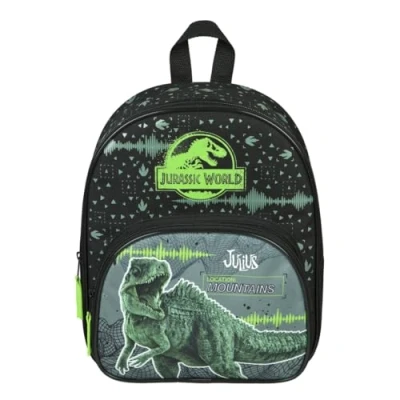 Afbeelding van Undercover Kleuterschool rugzak dinosaurus T Rex gepersonaliseerd met naam kinderrugzak voorvak 2 vakken 25 x 31 10 cm, Groene