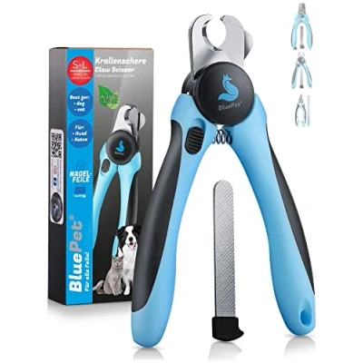 Afbeelding van BluePet® Klauwschaar met bescherming voor honden en katten klauwtang nagelschaar konijn incl. nagelvijl