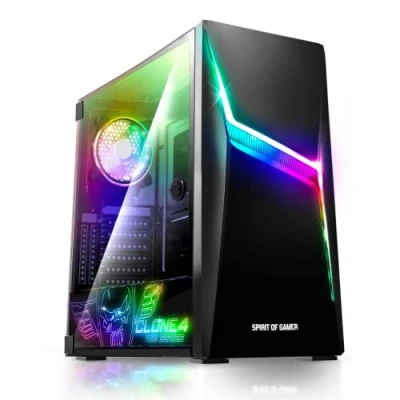 Afbeelding van Spirit Of gamer PC behuizing voor Clone 4 ARGB medium tower ATX, Micro ITX 1 ventilator 120 mm RGB adressable + zijwand van gehard glas
