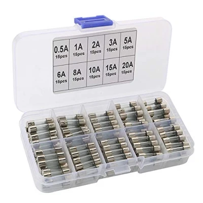 Afbeelding van FULARR 150 stuks 5 x 20 mm professionele auto glazen buis zekering, snelblaas zekeringen set met transparante kunststof doos, snelle slag glas geassorteerde 0,5A 1A 2A 3A 5A 6A 8A 10A